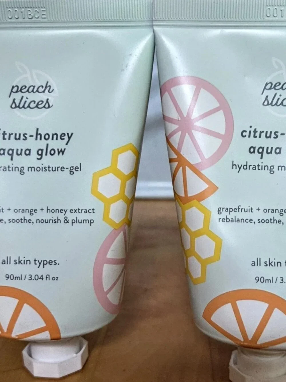 PEACH SLICES 2 tubes citrus Honey Aqua Glow Hydrating Facial Face Moisture Gel
